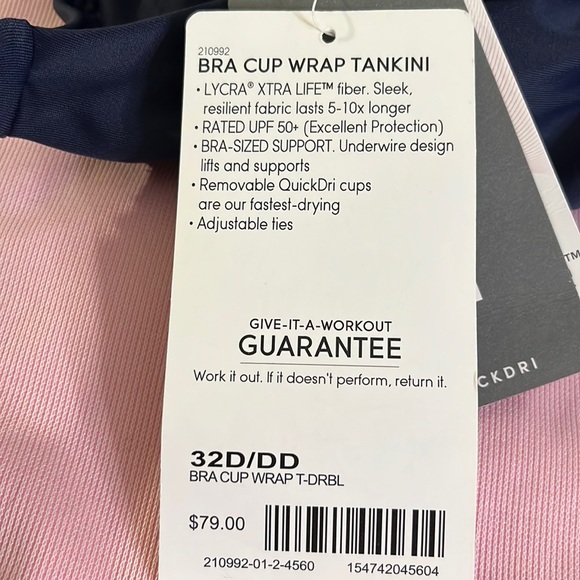 Athleta Tankini Top Swim Bra Cup Wrap Size 32 D/DD XS - Picture 4 of 6